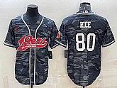 Men's San Francisco 49ers #80 Jerry Rice Grey Camo With Patch Cool Base Stitched Baseball Jersey,baseball caps,new era cap wholesale,wholesale hats
